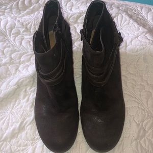 Brown faux suede booties